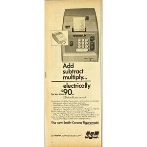 Smith-Corona Figurematic "Add Subtract Multiply... Electronically" Print Ad 1967